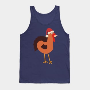 Abstract Thanksgiving Turkey in Santa Hat for Christmas Tank Top